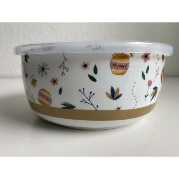 Disney Winnie The Pooh Honey Pot Flowers Pressure Lid Food Container Bowl NEW - Picture 5 of 8